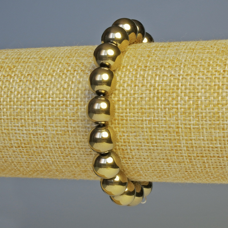 Armband aus Hämatit in Bronzefarbe, Kugeln Ø ca. 10 mm, Länge ca. 18 cm, elastisch