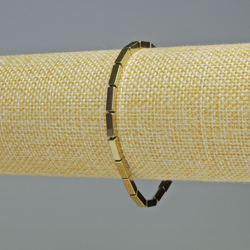Hämatit-Armband in Rechteckform, goldfarben, Abmessungen 9×3 mm, Länge ca. 18 cm, Stretch
