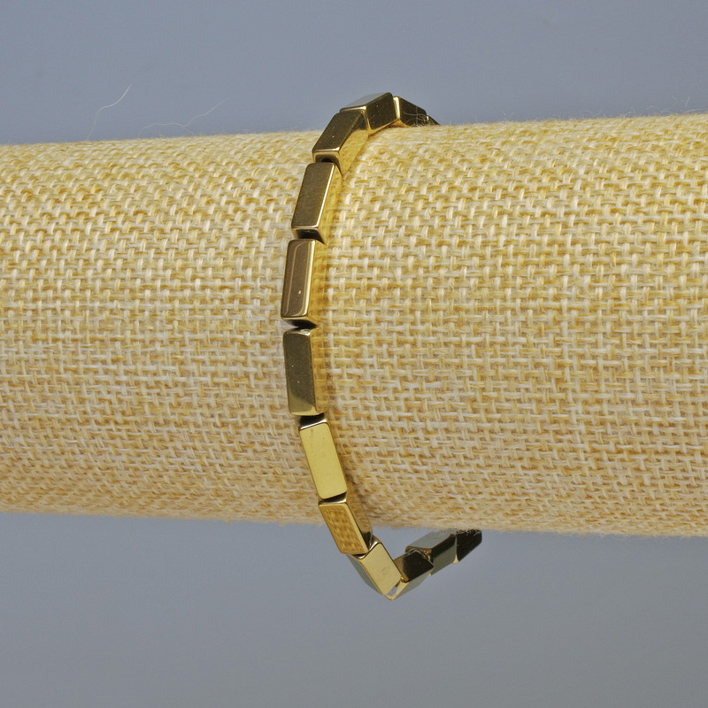 Hämatit-Armband, rechteckige Form, goldfarben, Maße ca. 10 × 4 mm, Länge ca. 18 cm, Stretcharmband