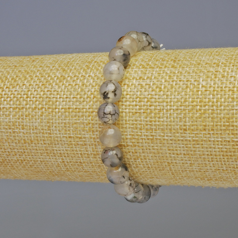 Armband Achat Drachenvene, glatte Kugeln, Ø 8 mm, Länge ca. 18 cm, elastisch
