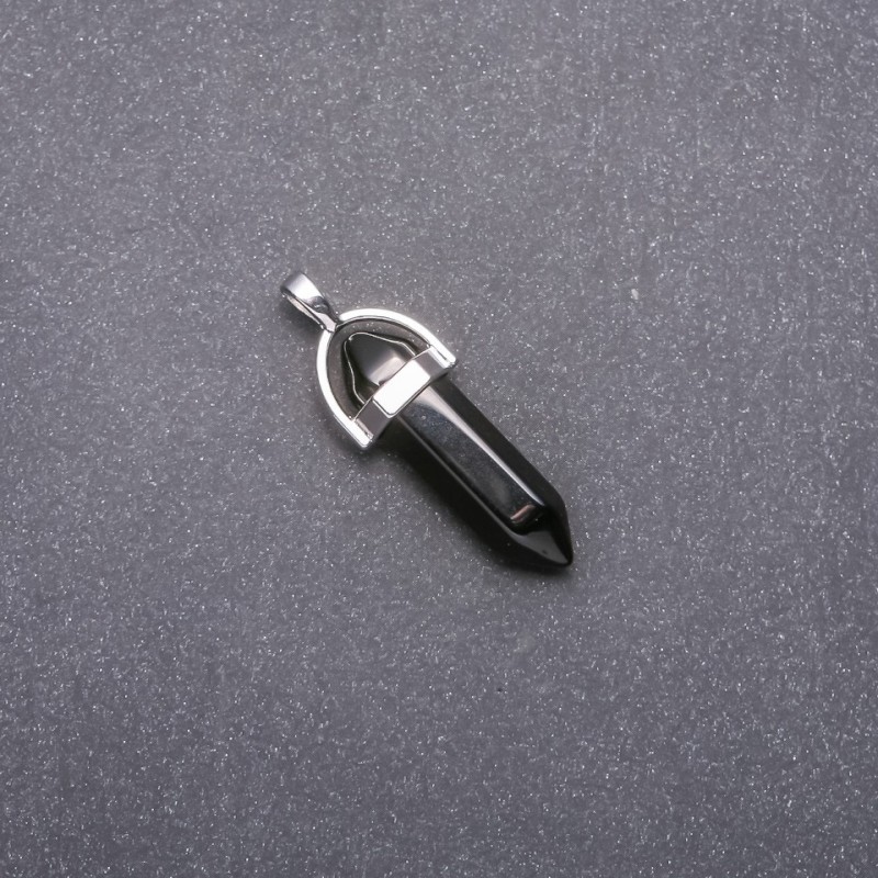 Sechseckanhänger aus schwarzem Achat, 39×32×9 mm
