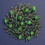 Brosche-Anhänger „Zweiglein“ mit Katzenaugenstein, Emaille, 60 mm+