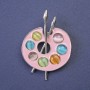 Brosche 'Palette mit Emaille' aus silbernem Metall 45×32 mm+