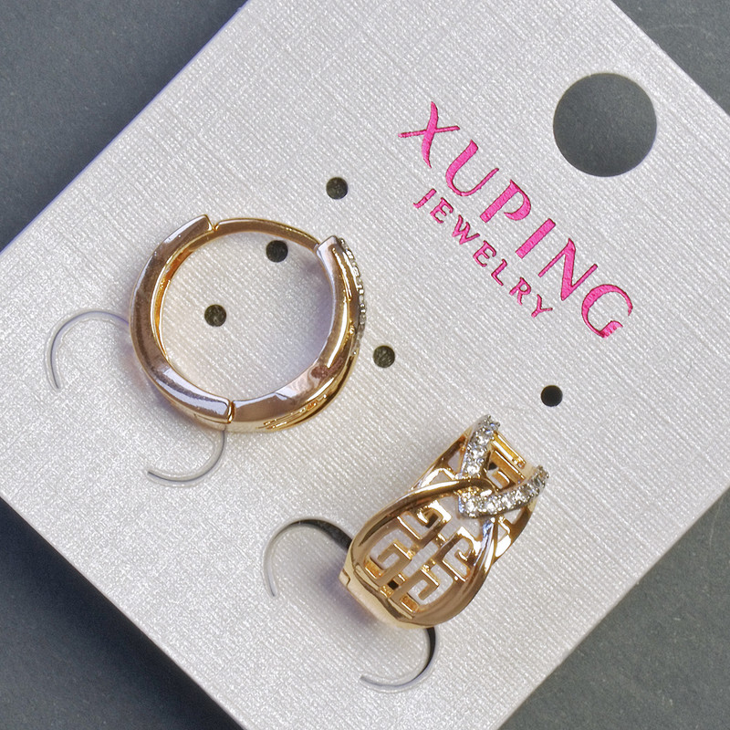 Ohrringe Xuping 9×15 mm »18K-Vergoldung« mit weißen Strasssteinen