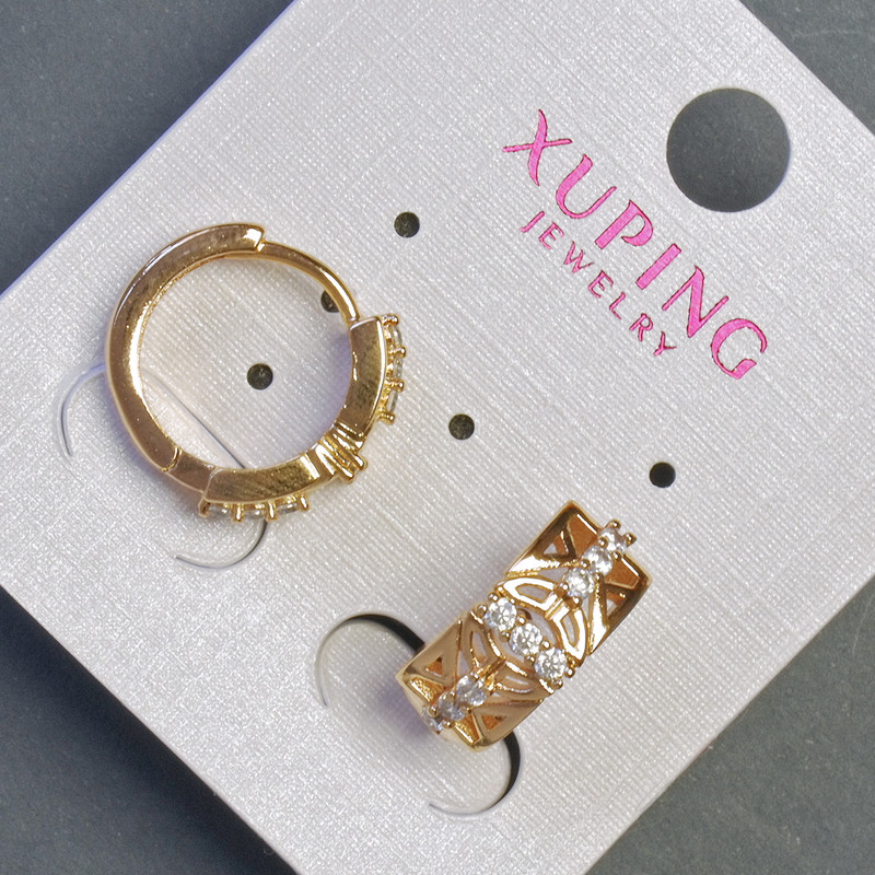 Ohrringe Xuping 16×7 mm, 18K-Vergoldung, mit weißen Strasssteinen