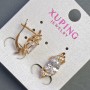 Xuping Ohrringe mit weißen Steinen, 18×8 mm, Vergoldung 18K