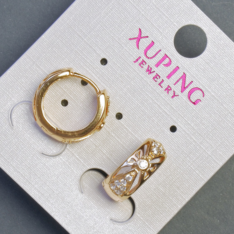 Ohrringe Xuping 6×15 mm mit 18K-Vergoldung und weißen Strasssteinen