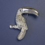Brosche-Anhänger Vogel-Tukan, silberfarbenes Metall, 62x40 mm