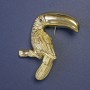 Brosche und Anhänger Vogel Tukan goldfarbenes Metall 62×40 mm
