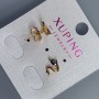 Ohrstecker Kugel Xuping mit schwarzem Stein 9×8 mm ± Vergoldung 18K