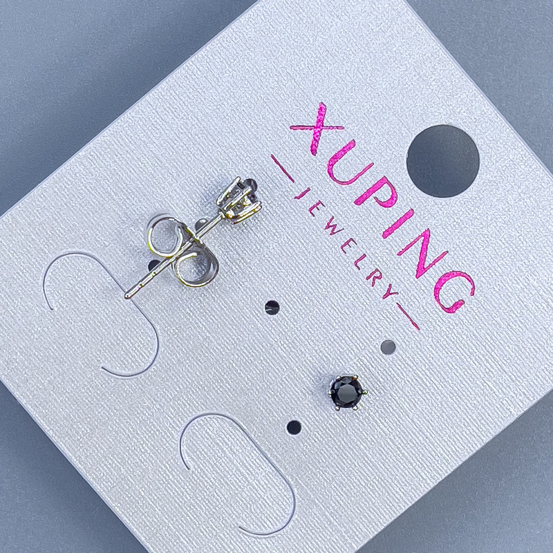 Ohrstecker Kugeln von Xuping mit schwarzem Stein, Rhodiumbeschichtung, 3 mm ±