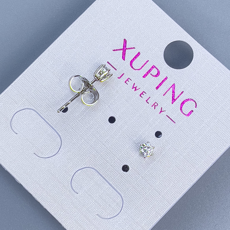 Xuping Ohrstecker Kugeln mit weißem Stein 3 mm ± Rhodiumbeschichtung