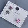 Xuping-Ohrstecker mit rosa Stein, 6 mm ± Rhodiumbeschichtung