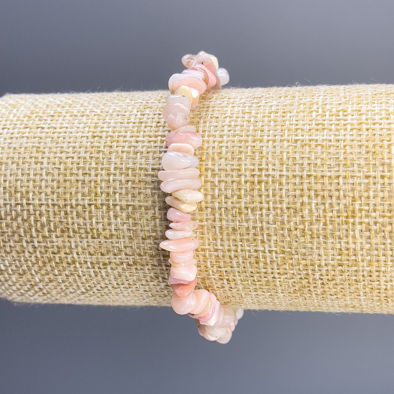 Armband Rosenopal-Krümel, Maße 8×3 mm, Länge 18 cm, Elastikband