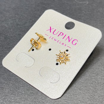 Kugel-Ohrstecker Xuping mit weißem Kristall, ca. 9 mm, 18K-Vergoldung