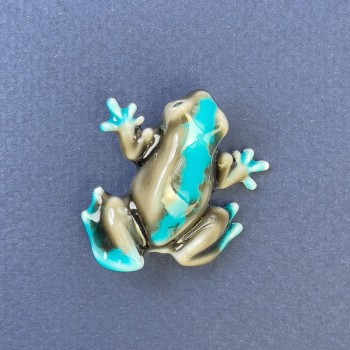 Brosche Frosch silberblau 27×30 mm+