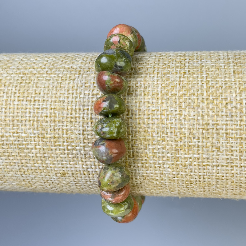 Armband aus Heliotop-Jaspis, facettiert, Durchmesser 10×7 mm, Länge 18 cm, Stretcharmband