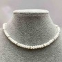 Choker aus natürlichem Perlmutt, Rondell 5×3 mm, mit Metall-Einsätzen und weißen Strasssteinen, Länge 35–43 cm