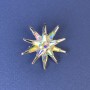Brosche Stern mit regenbogenfarbigen Strasssteinen, silberfarbenes Metall, 30 mm+