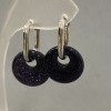 Ohrringe Aventurin 'Blauer Sand – Nacht von Kairo', Donut-Form, Ø ca. 18 mm, Länge ca. 30 mm