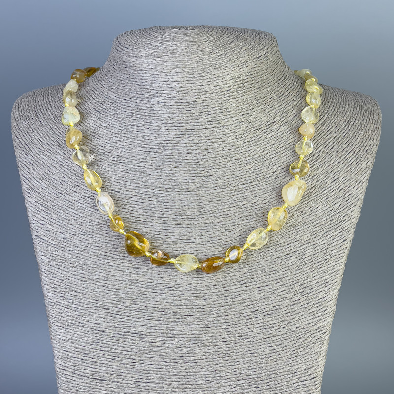 Halskette aus Citrin – facettierte Perlen 8–14 × 8–12 mm, Länge ca. 50 cm, mit Verschluss