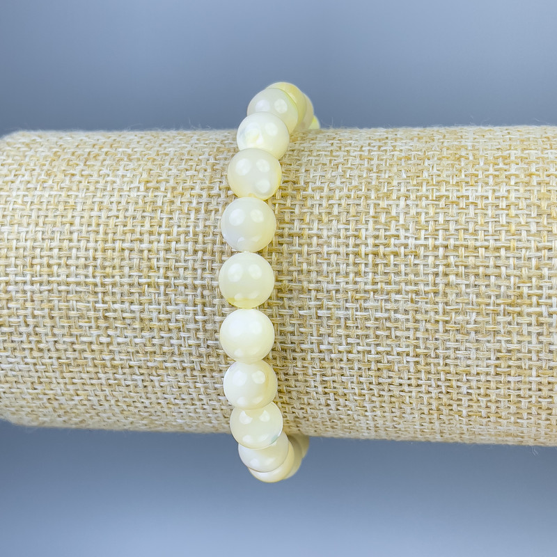 Perlmutt-Armband mit glatten Kugeln, Durchmesser ca. 8 cm, Länge ca. 18 cm, elastisches Stretcharmband