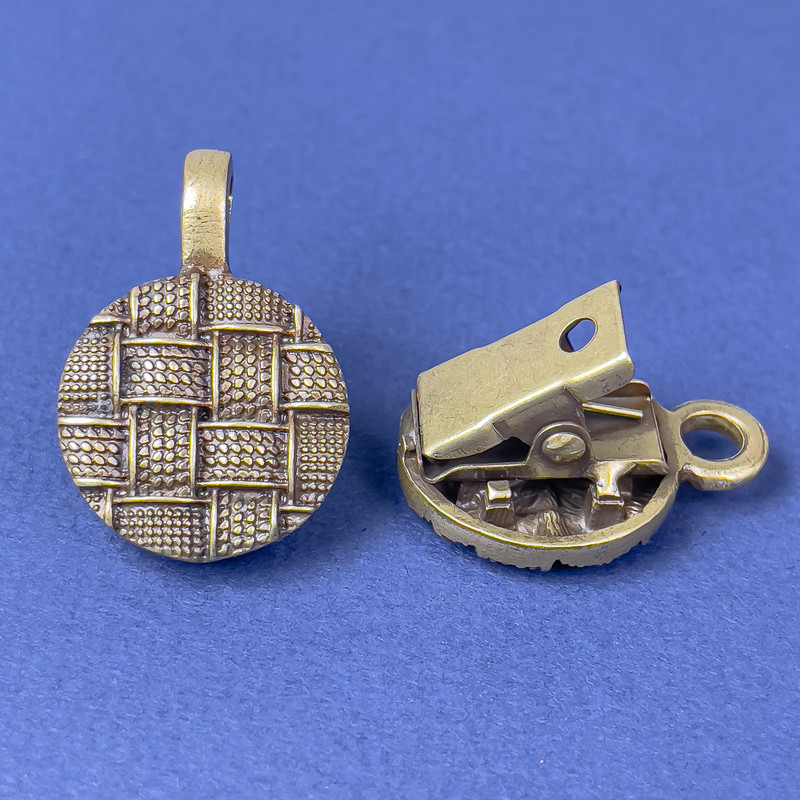 Brosche-Clip für Cardigan, dunkelgoldfarbenes Metall, Durchmesser ca. 20 mm, Länge ca. 52 mm