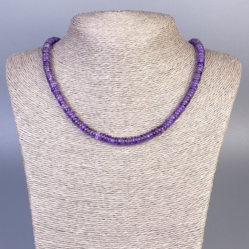 Amethyst-Rondellkette, Rondellperlen 6×2 mm, Länge ca. 50 cm, mit Verschluss