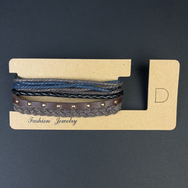 Dreifacharmband aus Öko-Leder und Textil, verstellbar, mit Zugband, Länge 18–24 cm+