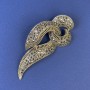Brosche graue Strasssteine, bronzegoldenes Metall, Durchmesser 78 × 33 mm +