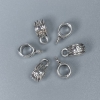 Silberfarbener Bail – Beschläge, Maße 11×5×6 mm, Bohrungen Ø ca. 4,5 mm und Ø 2 mm, Verpackung 20 Stück