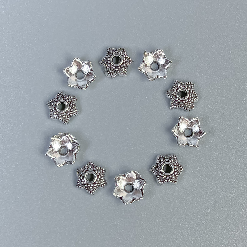 Perlenkappe, Durchmesser 6×1 mm, Farbe Silber, 20 g ±, 150 Stück