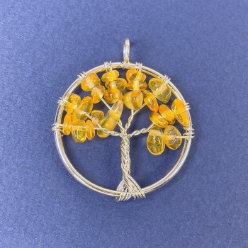 Anhänger Baum des Lebens aus Citrin-Naturstein 31×36 mm+