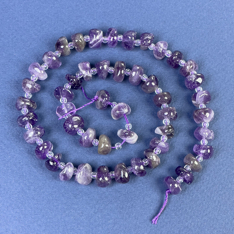Amethystfacettierte Perlen, 10×5 mm ±, auf Faden, Länge 38 cm
