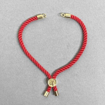 Textilbasis für Armband, Durchmesser 5,5 mm ± rote Farbe mit goldfarbener Metall-Einlage, Durchmesser 8 mm ± goldfarbenes Metall, Länge 10,5 cm+