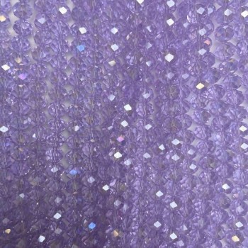 Perlen aus tschechischem Kristall auf Faden, transparent-violett mit Benzin-Finish, Rondell, Durchmesser ca. 8×6 mm, Länge ca. 42 cm