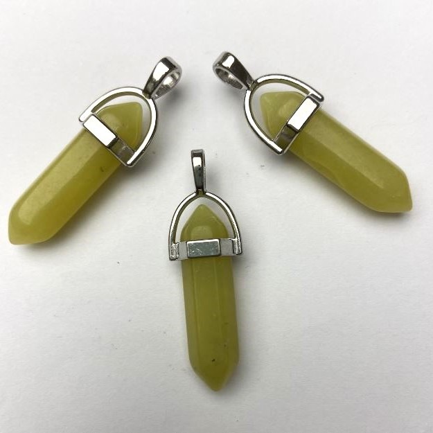 Jadeit-Anhänger, sechseckiger Kristall, Kugel 8×31×41 mm+