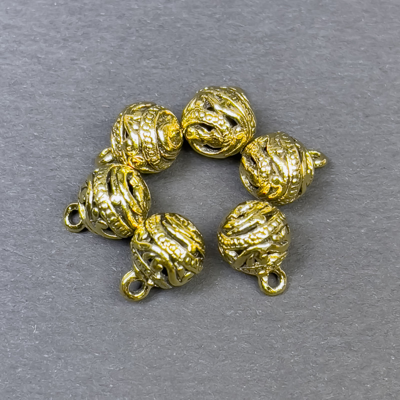 Schmuckzubehör – Anhänger, goldfarbene Metallfarbe, Durchmesser 8×11 mm, Verpackung 6 Stück