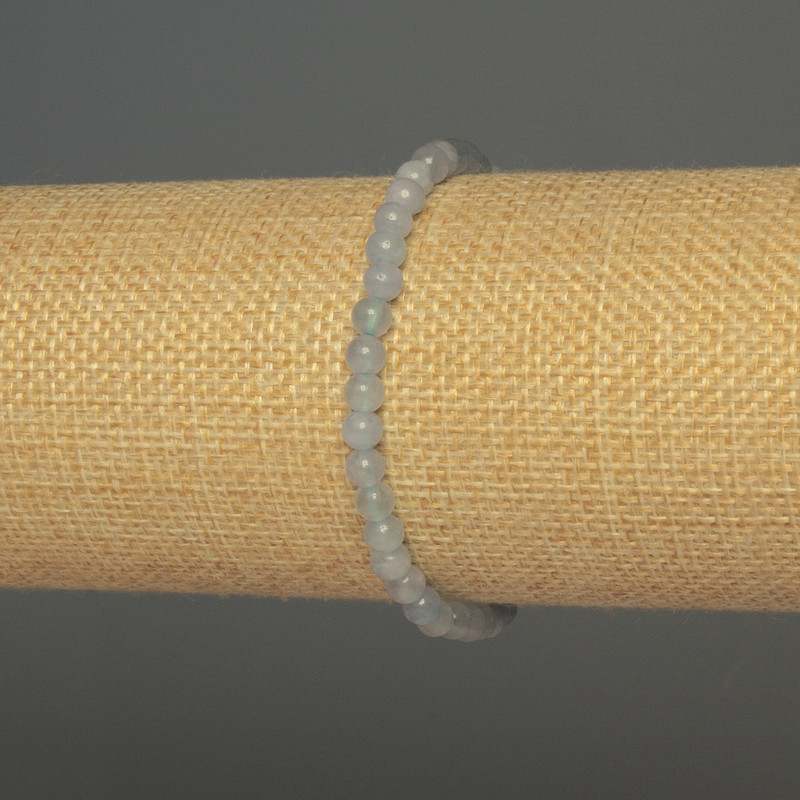 Aquamarin-Armband – glatte Kugel, Durchmesser 4–5 mm, Länge 18 cm, Stretcharmband