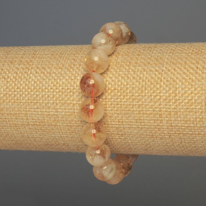 Armband Citrin – glatte Kugeln, Durchmesser 11 mm, Länge ca. 18 cm, Stretch