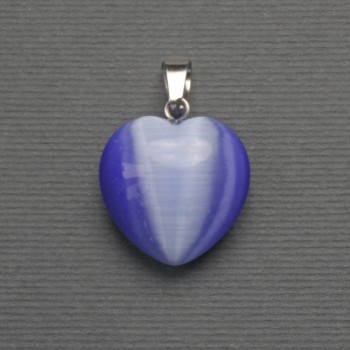 Anhänger Herz Katzenauge violett, silberfarbenes Metall, Durchmesser 20×20 mm, Länge ca. 30 mm