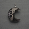 Mond-Anhänger mit Amethyst im silbernen Geflecht, Durchmesser 35 mm +-, Länge 45 mm +-