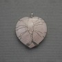 Anhänger Herz aus Rosenquarz in silbernem Geflecht, Durchmesser 30 × 30 mm, Länge 37 mm ±