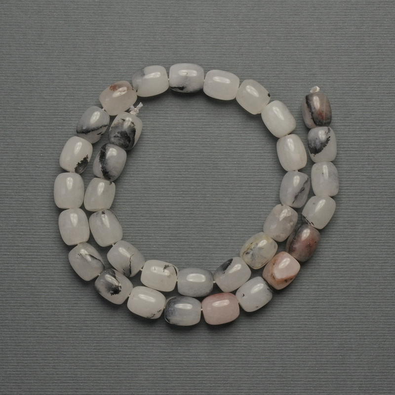 Achat-Barrel-Perlen, Durchmesser ca. 10x8 mm, auf Schnur, Länge ca. 38 cm+