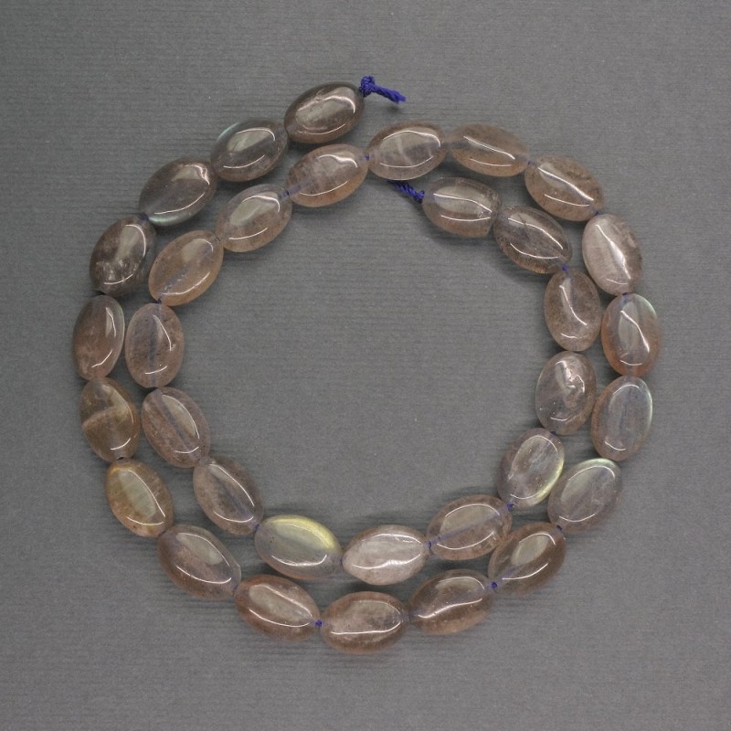 Labradorit-Perlen, oval, Durchmesser 8×12×5 mm, Länge ca. 41 cm