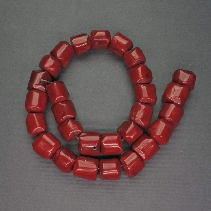 Natürliche rote Korallenperlen, facettiert, Ø ca. 15×15 mm, Länge ca. 40 cm