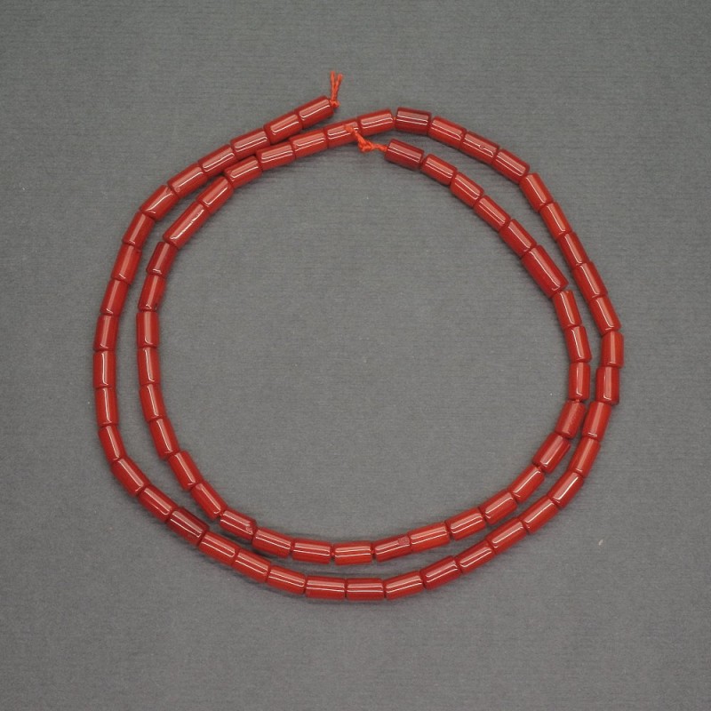 Perlen aus roter Koralle, zylindrische Röhrchen, Durchmesser 3,5×5,5 mm, Länge ca. 40 cm