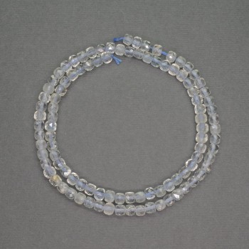 Topas-Perlen aus Naturstein, kleine facettierte Würfel, Durchmesser ca. 4 mm, Länge ca. 39 cm