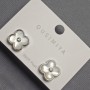 Ohrstecker Kleeblatt 12 mm ± Perlmutt, silberfarbenes Metall