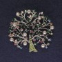 Brosche Baum mit Strasssteinen und Perlen, silberfarbenes Metall, Durchmesser 46 mm +